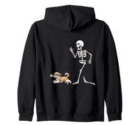 Funny Halloween Lhasa Apso and Skeleton Sudadera con Capucha