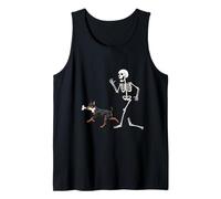 Funny Halloween Miniature Pinscher and Skeleton Camiseta sin Mangas
