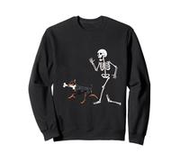 Funny Halloween Miniature Pinscher and Skeleton Sudadera