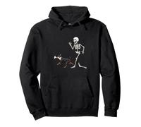 Funny Halloween Miniature Pinscher and Skeleton Sudadera con Capucha