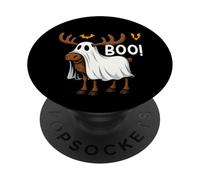 Funny Halloween Moose Ghost Boo Spooky PopSockets PopGrip Adhesivo