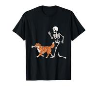 Funny Halloween Nova Scotia Retriever and Skeleton Camiseta