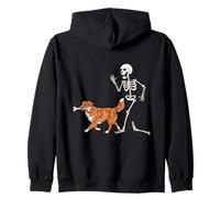 Funny Halloween Nova Scotia Retriever and Skeleton Sudadera con Capucha