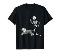 Funny Halloween Old English Sheepdog and Skeleton Camiseta