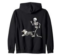 Funny Halloween Old English Sheepdog and Skeleton Sudadera con Capucha