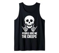 Funny Halloween People Give Me The Creeps Skeleton Skull Camiseta sin Mangas
