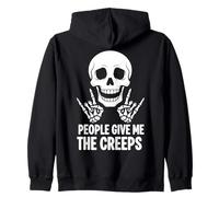 Funny Halloween People Give Me The Creeps Skeleton Skull Sudadera con Capucha