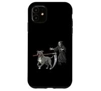 Funny Halloween Pitbull Dog and The Reaper Carcasa para iPhone 11