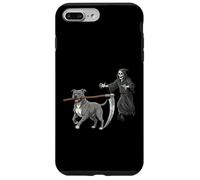 Funny Halloween Pitbull Dog and The Reaper Carcasa para iPhone 7 Plus/8 Plus