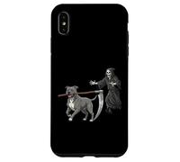 Funny Halloween Pitbull Dog and The Reaper Carcasa para iPhone XS MAX