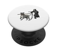 Funny Halloween Pitbull Dog and The Reaper PopSockets PopGrip Adhesivo