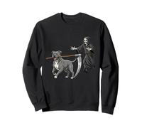 Funny Halloween Pitbull Dog and The Reaper Sudadera