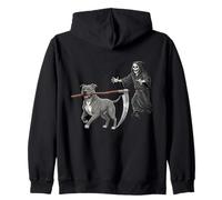 Funny Halloween Pitbull Dog and The Reaper Sudadera con Capucha