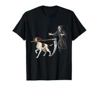 Funny Halloween Pointer Dog and The Reaper Camiseta