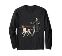Funny Halloween Pointer Dog and The Reaper Manga Larga
