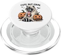 Funny Halloween Raccoon with Pumpkins Bats - Cute But Feral PopSockets PopGrip para MagSafe