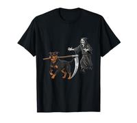 Funny Halloween Rottweiler Dog and The Reaper Camiseta