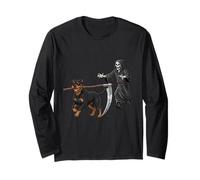 Funny Halloween Rottweiler Dog and The Reaper Manga Larga