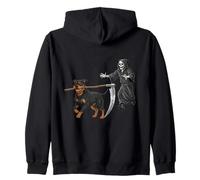 Funny Halloween Rottweiler Dog and The Reaper Sudadera con Capucha