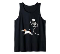 Funny Halloween Russell Terrier and Skeleton Camiseta sin Mangas