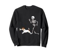 Funny Halloween Russell Terrier and Skeleton Sudadera