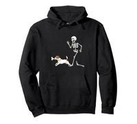 Funny Halloween Russell Terrier and Skeleton Sudadera con Capucha