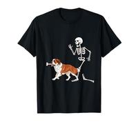 Funny Halloween Saint Bernard and Skeleton Camiseta