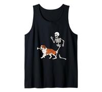 Funny Halloween Saint Bernard and Skeleton Camiseta sin Mangas