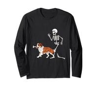 Funny Halloween Saint Bernard and Skeleton Manga Larga