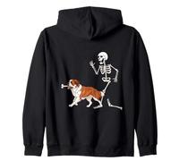 Funny Halloween Saint Bernard and Skeleton Sudadera con Capucha