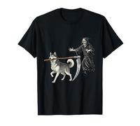 Funny Halloween Siberian Husky Dog and The Reaper Camiseta