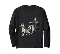 Funny Halloween Siberian Husky Dog and The Reaper Manga Larga