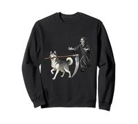 Funny Halloween Siberian Husky Dog and The Reaper Sudadera