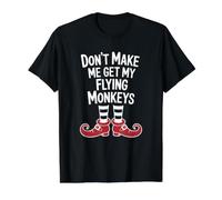 Funny Halloween Witch Don't Make Me Get My Flying Monkeys Camiseta gráfica económica, Hombre, Negro, L