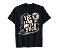 Funny Halloween Witch Yes I Can Drive A Stick Camiseta