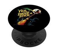 Funny Halloween Witch Yes I Can Drive A Stick PopSockets PopGrip Adhesivo