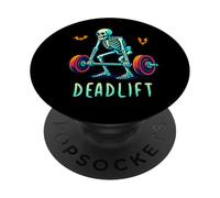 Funny Halloween Workout Deadlift Skeleton Gym Fitness Coach PopSockets PopGrip Adhesivo