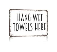 Funny Hang Wet Towels Here Metal Sign 12x8 Inch
