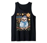 Funny Hanukkah Jewish Sloth Menorah Star Dreidel Camiseta sin Mangas