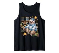 Funny Hanukkah Jewish Sloth Menorah Star Dreidel Camiseta sin Mangas