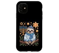 Funny Hanukkah Jewish Sloth Menorah Star Dreidel Carcasa para iPhone 11