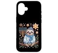Funny Hanukkah Jewish Sloth Menorah Star Dreidel Carcasa para iPhone 16