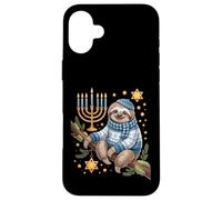 Funny Hanukkah Jewish Sloth Menorah Star Dreidel Carcasa para iPhone 16 Plus