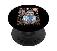 Funny Hanukkah Jewish Sloth Menorah Star Dreidel PopSockets PopGrip Adhesivo