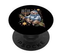 Funny Hanukkah Jewish Sloth Menorah Star Dreidel PopSockets PopGrip Adhesivo