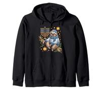 Funny Hanukkah Jewish Sloth Menorah Star Dreidel Sudadera con Capucha