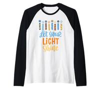 Funny Hanukkah Let Your Light Shine Menorah Adultos Niños Camiseta Manga Raglan