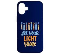 Funny Hanukkah Let Your Light Shine Menorah Adultos Niños Carcasa para iPhone 16 Plus