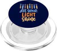 Funny Hanukkah Let Your Light Shine Menorah Adultos Niños PopSockets PopGrip para MagSafe