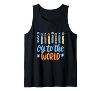 Funny Hanukkah Oy To The World Menorah Hombres Mujeres Niños Adultos Camiseta sin Mangas
